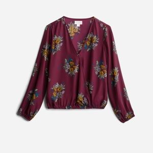 💥 HP🎉 Burgundy Floral Tanila Blouse